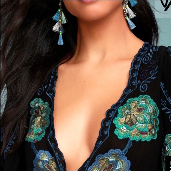 Free People Black Cora flows tunic dress Embroidered NWT - Picture 6 of 6